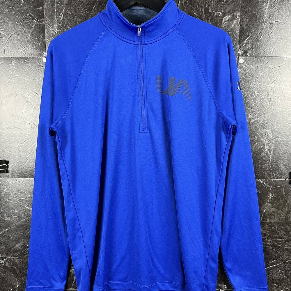 Under Armour Men's Blue HeatGear Quarter Zip Running Jacket Medium